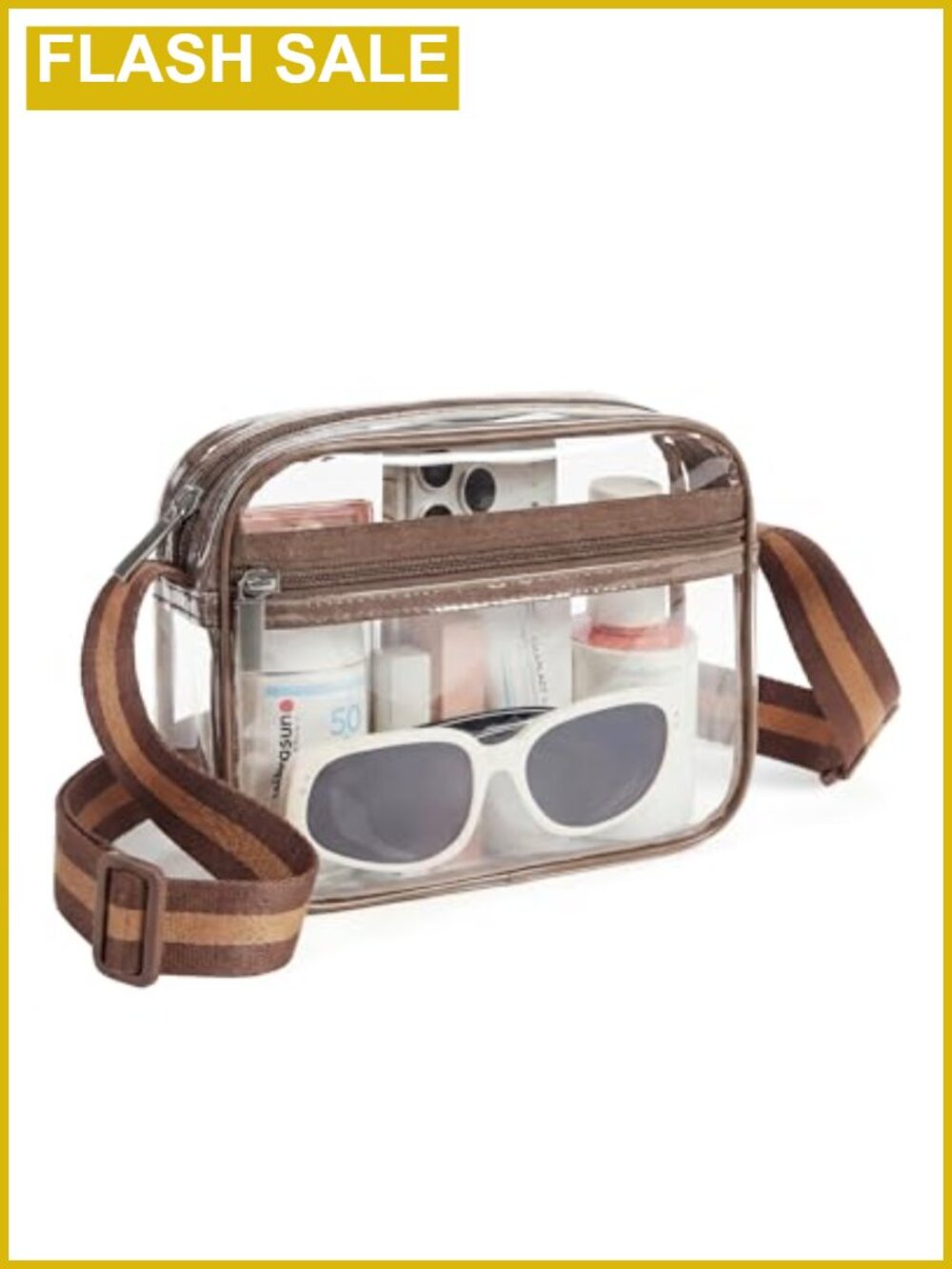 Clear Stadium Approved PVC Crossbody Bag with Adjustable Guitar Strap for